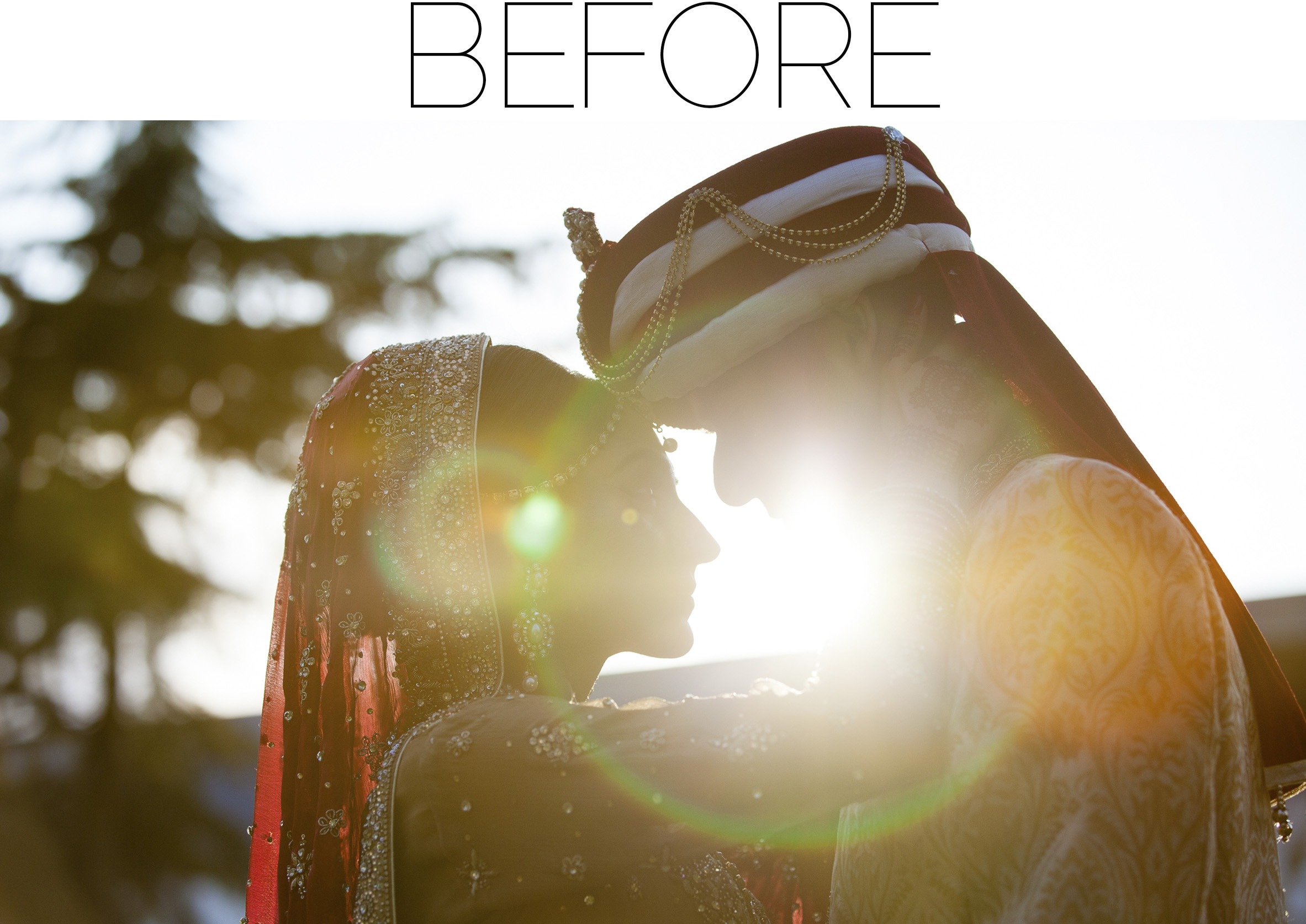 sunflare wedding photo – before
