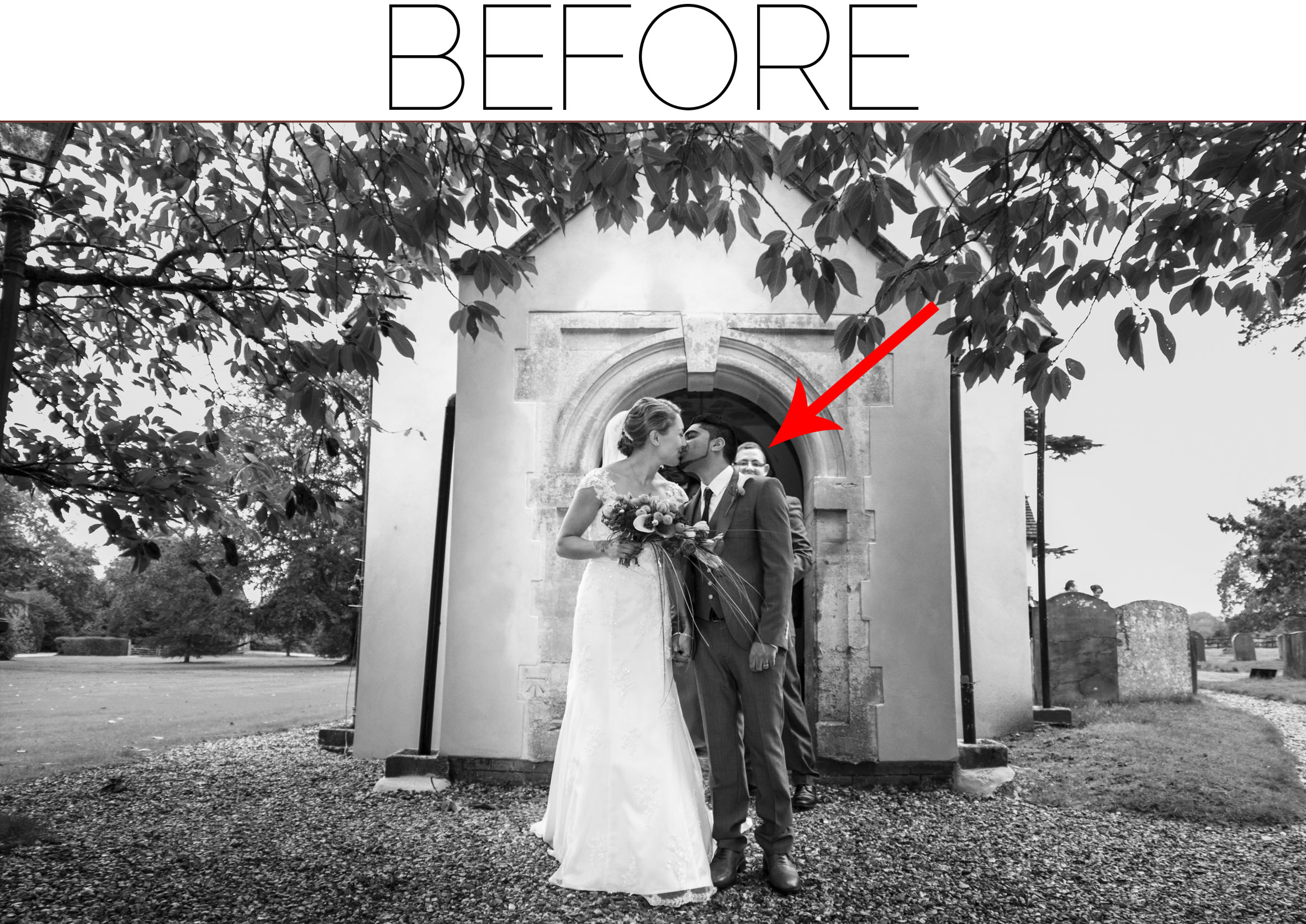 church wedding kiss – before