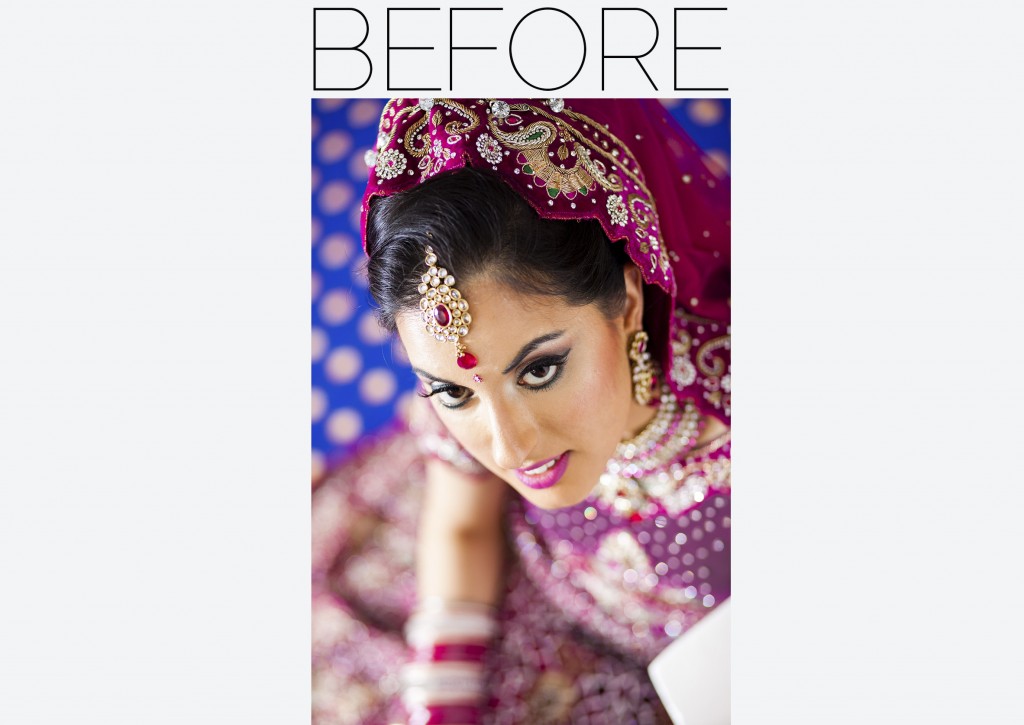 asian bride close up - before - after