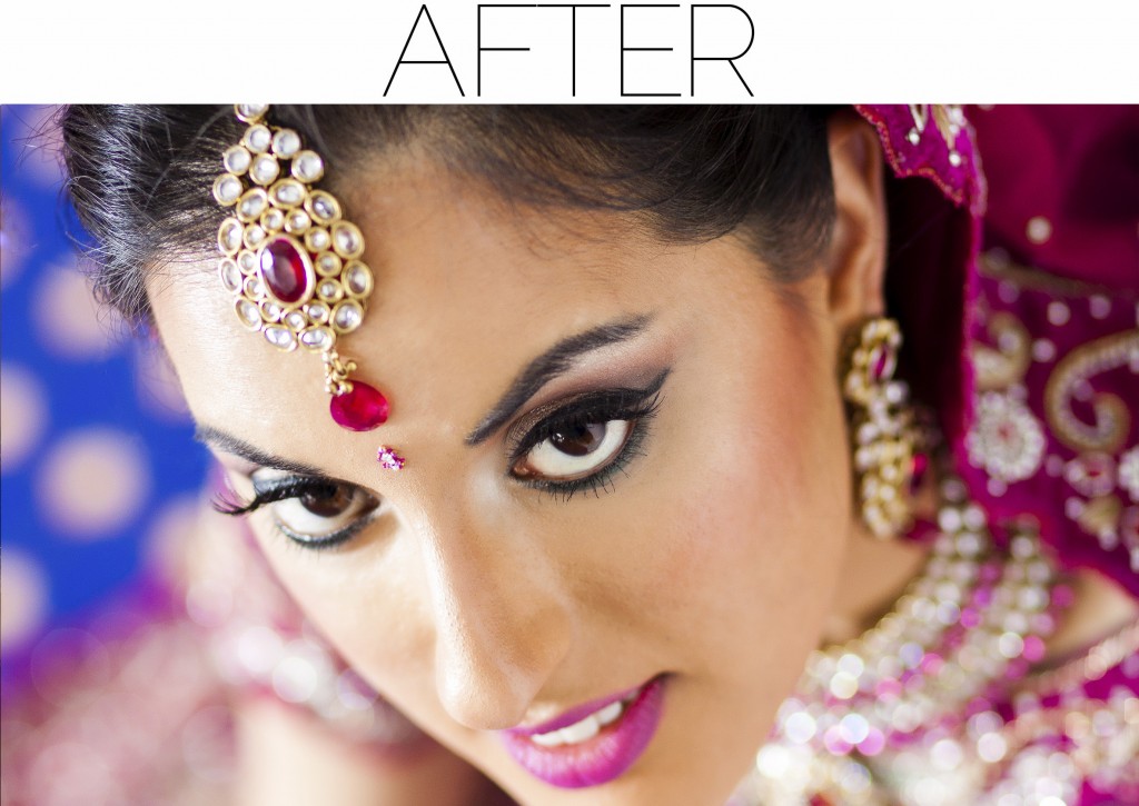 asian bride close up - before - after 2