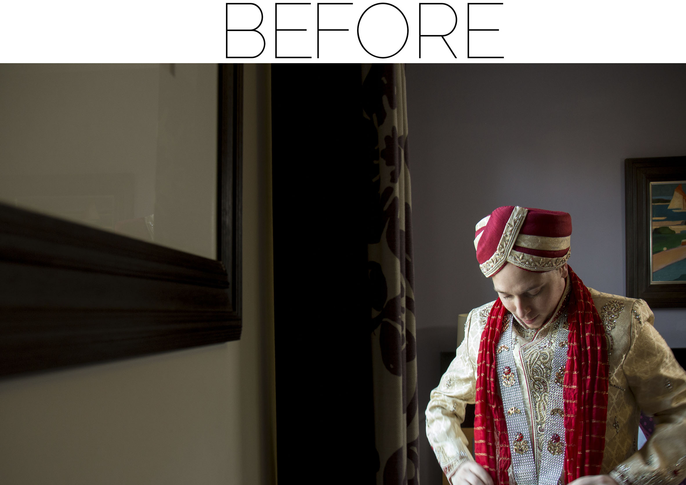 groom reflection – before – after